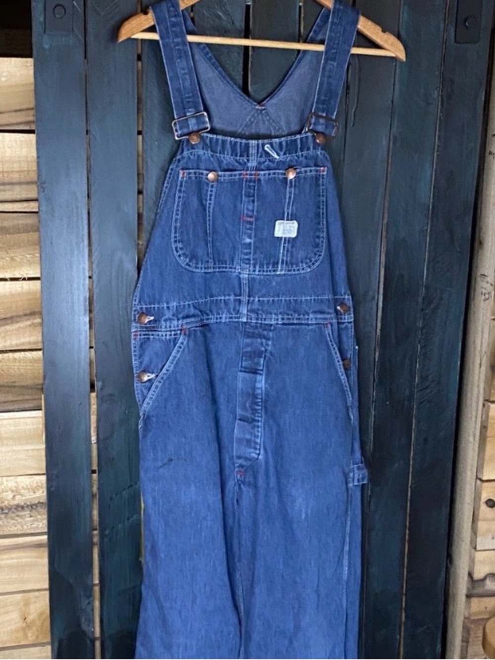 Vintage Big Mac Blue Denim carpenter Overalls 34x32 Union made USA distressed